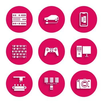 Set Gamepad, Server, Data, Web Hosting, Mirrorless camera, Computer monitor イラスト素材