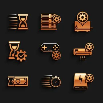 Set Gamepad setting, Stopwatch, Power bank, Air conditioner, Fast payments .. イラスト素材