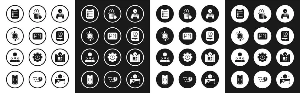 Set Gamepad of time, Day, Clock with arrow, To do list or planning, Time for Stock Illustration