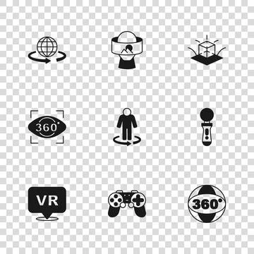 Set Gamepad, VR controller game, 360 degree view, 3d modeling, Virtual real.. Stock Illustration