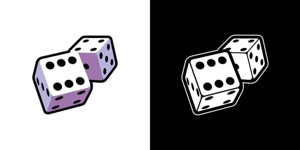 Set of gaming dice concept in different styles. Vector Stock-Illustration