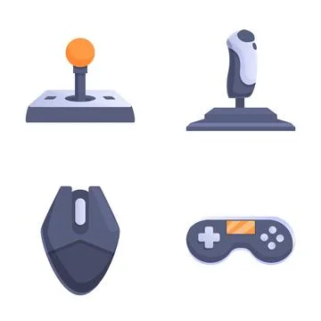 Set of gaming peripherals icons Stock Illustration