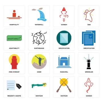 Set of ganesh, shotgun, request a quote, municipal, fire hydrant, specificati Free Stock Illustration