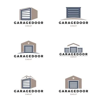 Set of Garage Door Icon Logo Design Template 库存插图