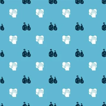 Set Garbage bag and Cleaning service on seamless pattern. Vector Stock Illustration