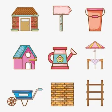 Set of garden elements Stockillustratie