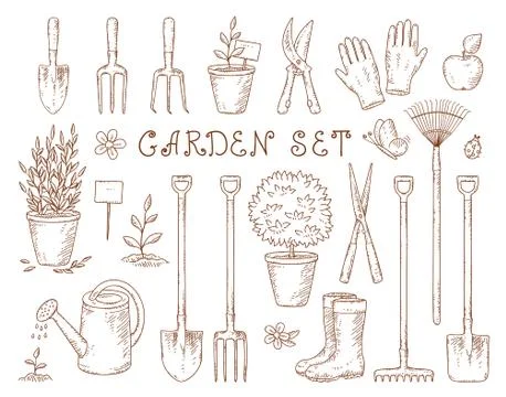 Set of garden equipment Stock Illustration
