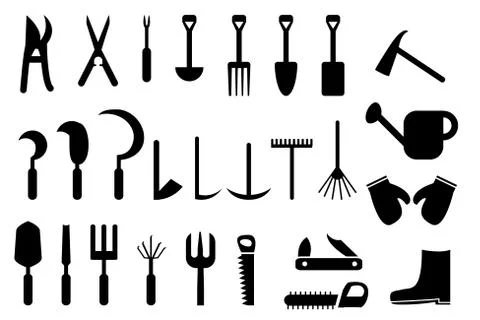 Set of Garden hand tools icon Stock Illustration