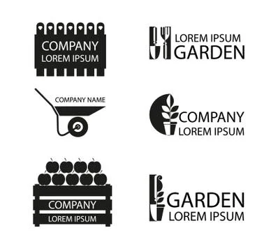 A set of garden logos Stock Illustration