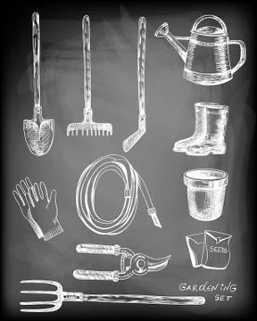 Set of garden related objects Stock Illustration