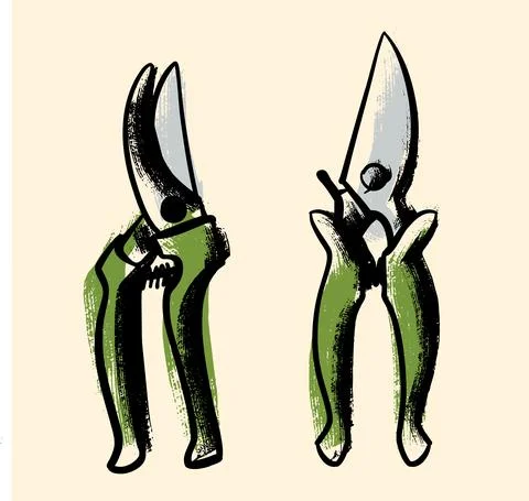 Set. Garden shears pruning shears for pruning branches. Illustration in the Stock Illustration