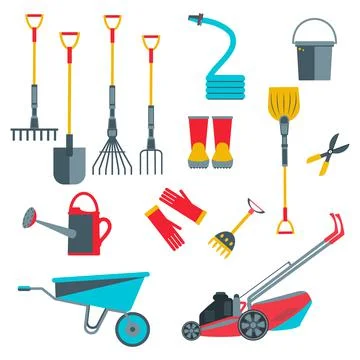 A set of garden tools. Illustration. Stock Illustration