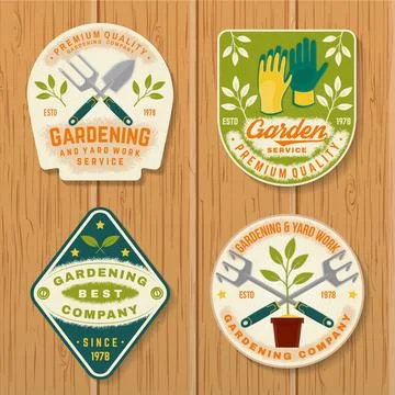 Set of gardening and yard work services emblem, label, patch, sticker.. Vecto Stock Illustration