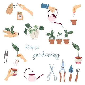Set of Gardening elements Stock Illustration