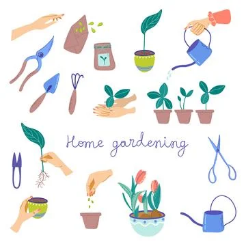 Set of Gardening elements Stock Illustration