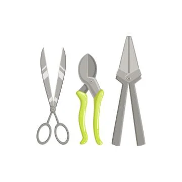 Set Of Gardening Instruments With Scissors And Pruner Illustrazione stock