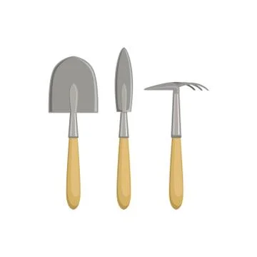 Set Of Gardening Instruments With Spade And Chopper Stock Illustration