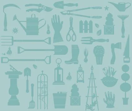 Set of gardening tools Stock Illustration