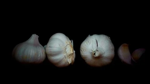Set of garlic on a dark background Stock Photos