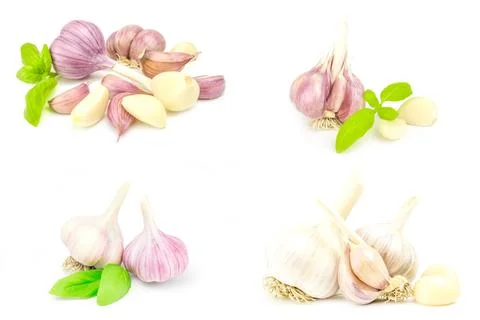 Set of Garlic isolated on a white background cutout Stock-Fotos
