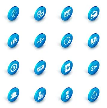 Set Gear and arrows as workflow process concept, Cryptocurrency coin Bitcoin Stock Illustration