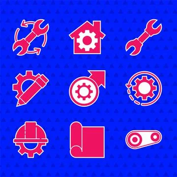 Set Gear and arrows as workflow process, Graphing paper for engineering, Timing Stock Illustration