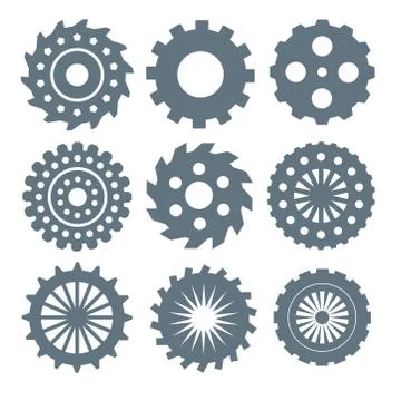 Set of gear, cog for technical or business design on white, stock vector illu Stock Illustration