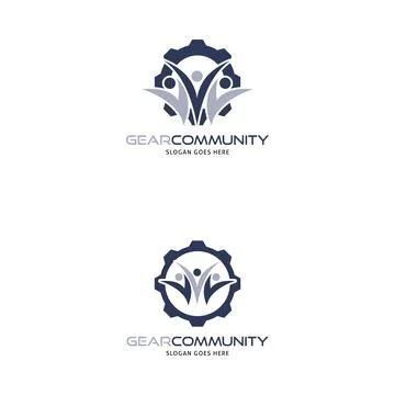 Set of Gear Community People Group Icon Vector Logo Template Illustration D.. Stock Illustration