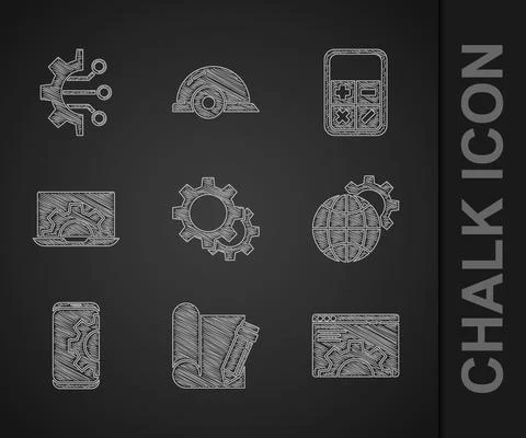 Set Gear, Graphing paper and pencil, Browser setting, Globe of the Earth gear 스톡 일러스트
