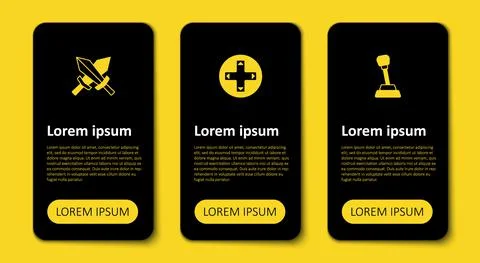 Set Gear shifter, Game controller or joystick and Sword for game. Business Stockillustratie