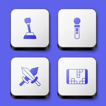 Set Gear shifter, VR controller game, Sword for and Portable video console icon 库存插图