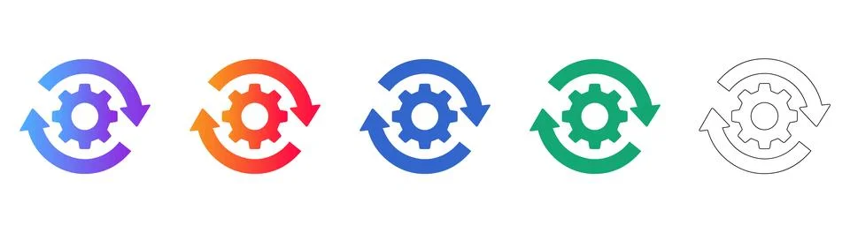 Set of Gear Sync Icons Stock Illustration
