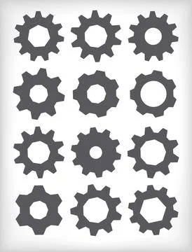 Set of gears isolated on white background Stock Illustration
