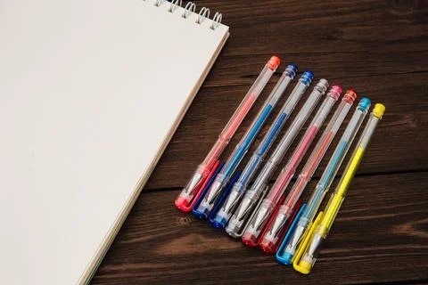 A set of gel pens. Stock Photos