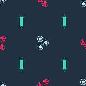 Set Gem stone, and on seamless pattern. Vector Illustrazione stock