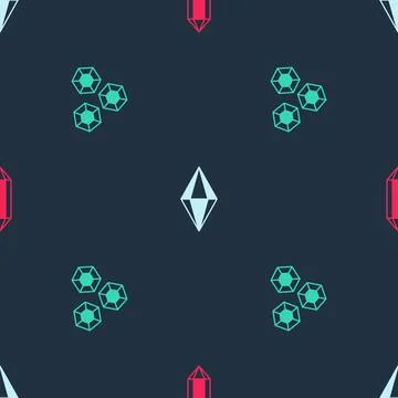 Set Gem stone, and on seamless pattern. Vector Stock Illustration