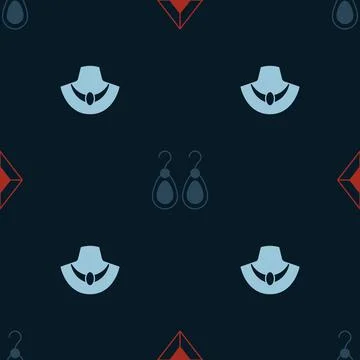 Set Gem stone, Earrings and Necklace mannequin on seamless pattern. Vector Stock Illustration