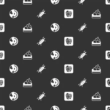 Set Gem stone, Ore mining, Earth core structure crust and Drone on seamless Stockillustratie