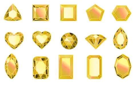 Set of gems, diamonds of YELLOW. Stock Illustration