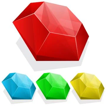 Set of gems in different color Stock Illustration