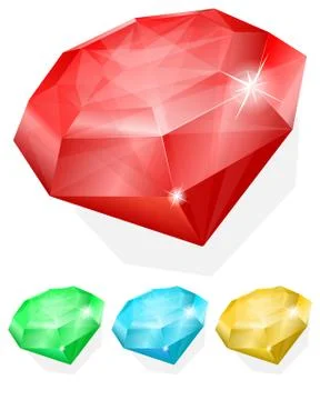Set of gems in different color Stock Illustration