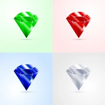 Set of gems, emerald, ruby, sapphire, diamond Illustrazione stock