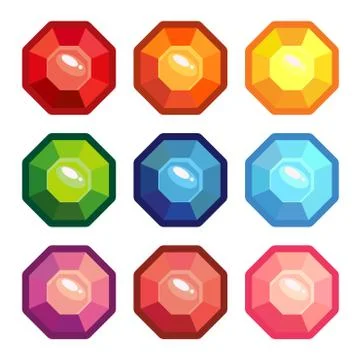 A set of gemstones in the shape of an octagon Stock Illustration