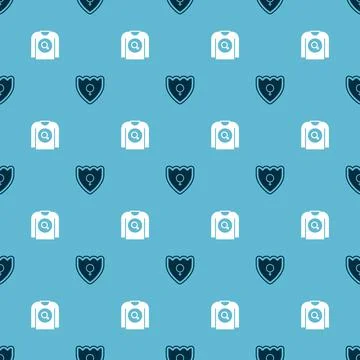 Set Gender shield, Female and Feminist shirt on seamless pattern. Vector Illustrazione stock