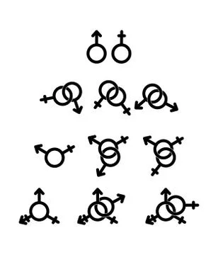 Set of gender symbols in different combinations イラスト素材