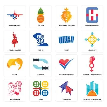 Set of general contractor, telegram, me and mom, healthier choice, rabit, tik 無料イラスト素材