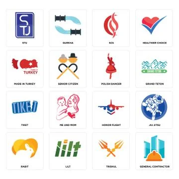 Set of general contractor, trishul, rabit, honor flight, tiket, polish dancer 無料イラスト素材