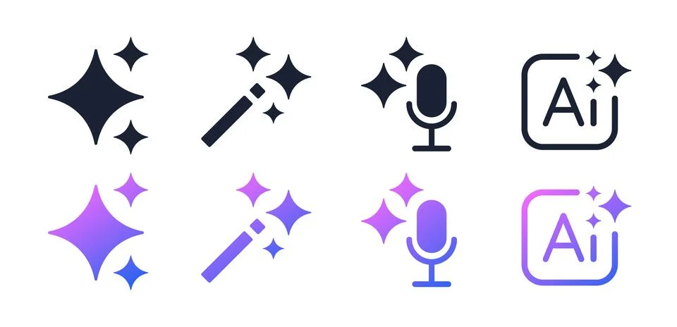 Set of generative AI buttons. Active inactive button, for UI UX, apps, websites Stock Illustration