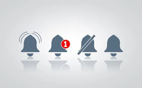 A set of generic bell icons. with a silver background Stock Illustration