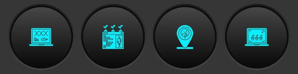 Set Genetic engineering modification, Smart farming technology, Location and Stock Illustration